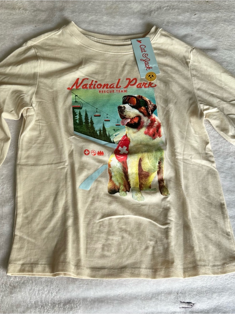 Cat & Jack Cream National Park Rescue Dog Long Sleeve Tee